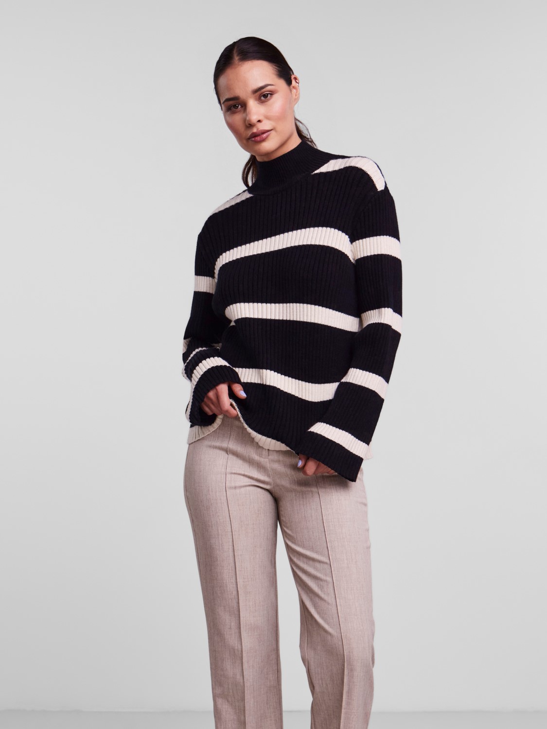 YAS - Yasisabell 2/4 Knit Pullover - 5182497 Anise Flower W. Brown Stripes main image 1