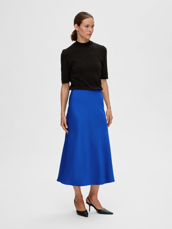 Lena Hw Midi Skirt Dark Sapphire