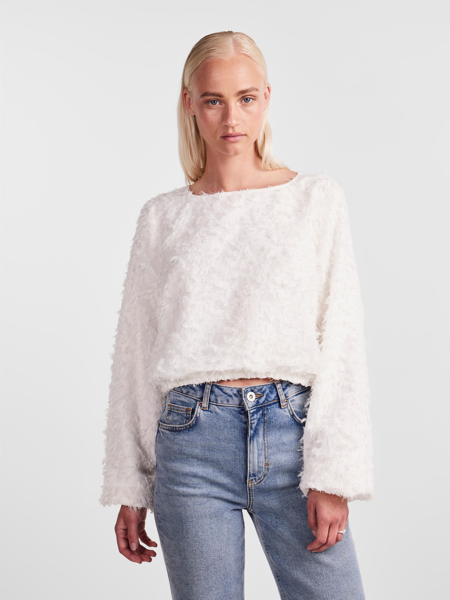 PCSIARA CROPPED BOAT NECK TOP