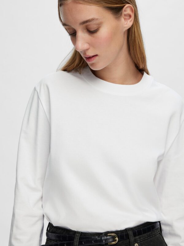 Slfessential Ls Striped Boxy T Delicioso Stripes Bright White