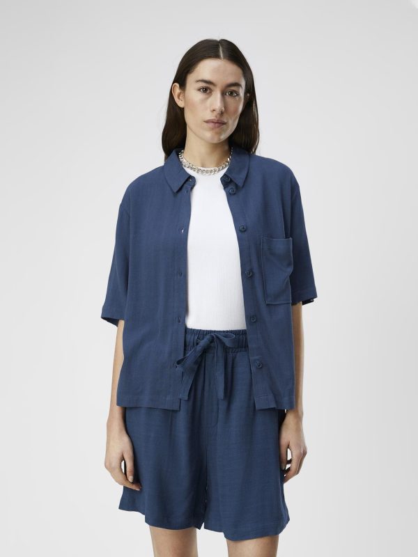 Objsanne 2/4 LO V-Neck Top Noos Sandshell main image 0
