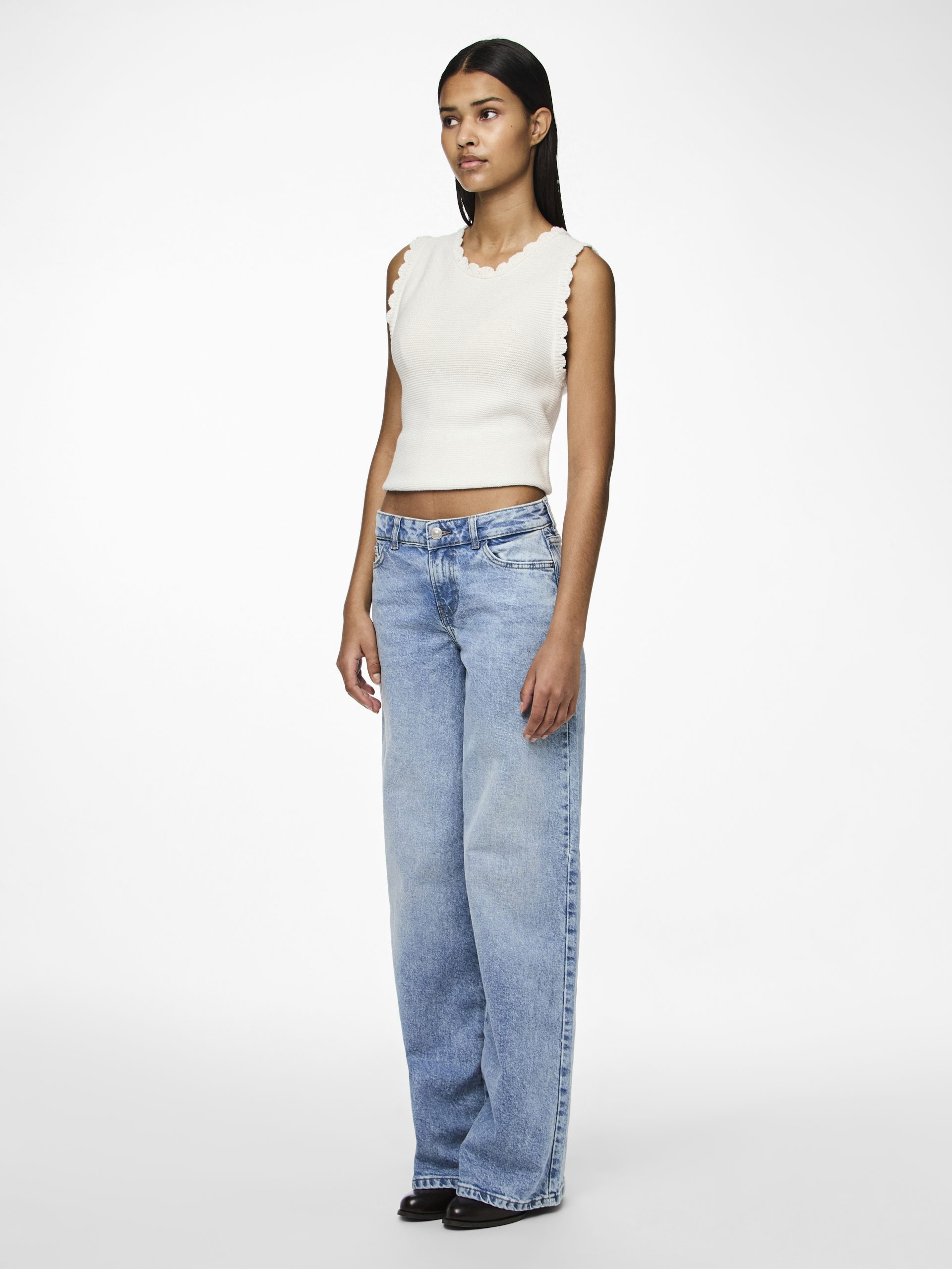 PCSELMA WIDE LOW WAIST JEANS