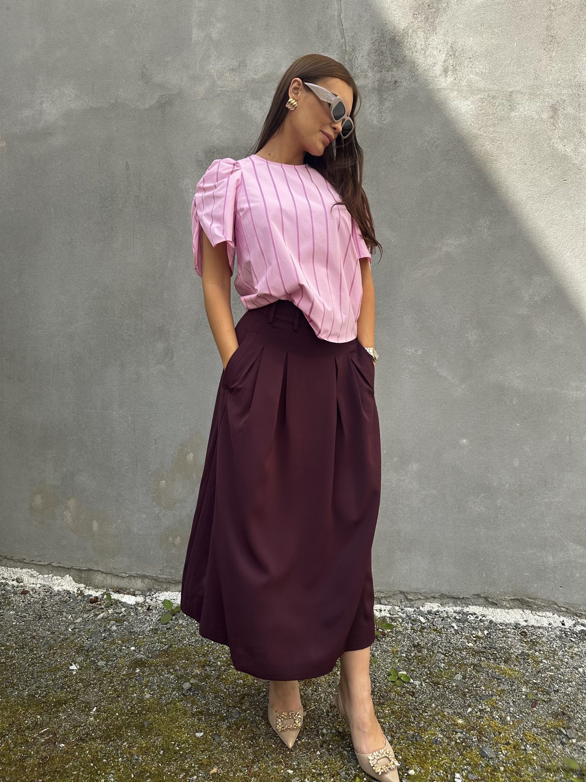CO' COUTURE Anya Pleat Skirt Navy main image 1