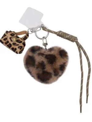 LEOPARD FUR HEART BAG CHARM