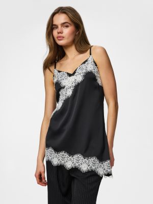 PCARIEL ASYMETRIC LACE TOP