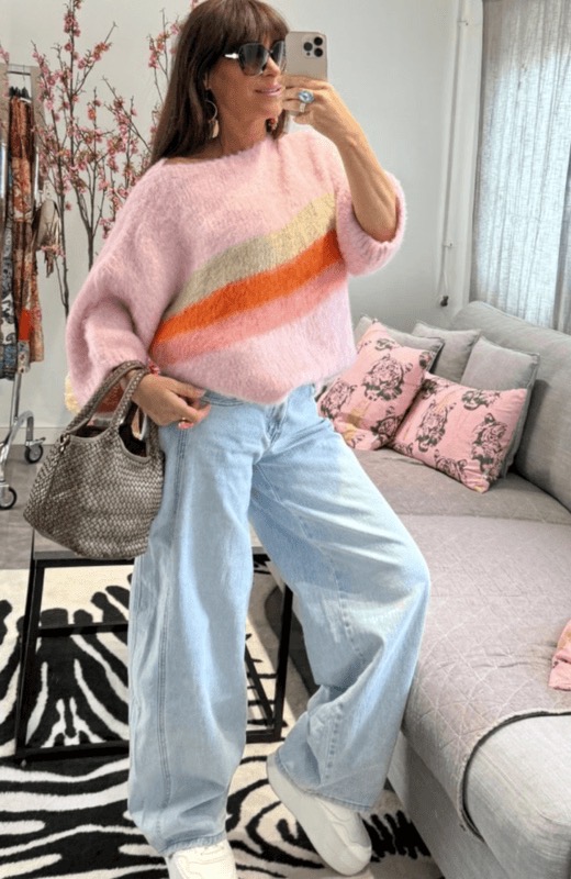 MARRE STRIP SWEATER PINK