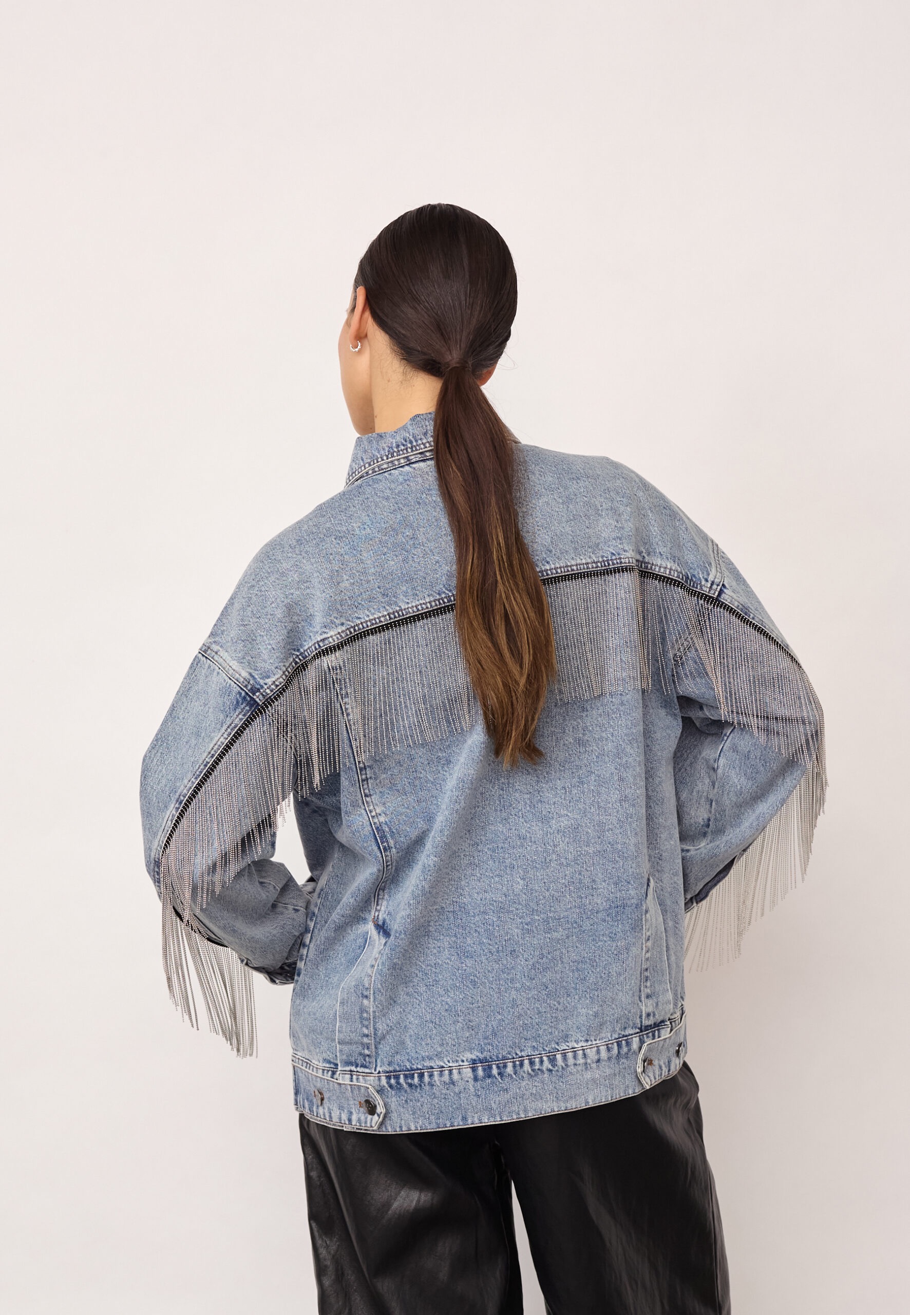 DENICE CC DENIM FRINGE JACKET