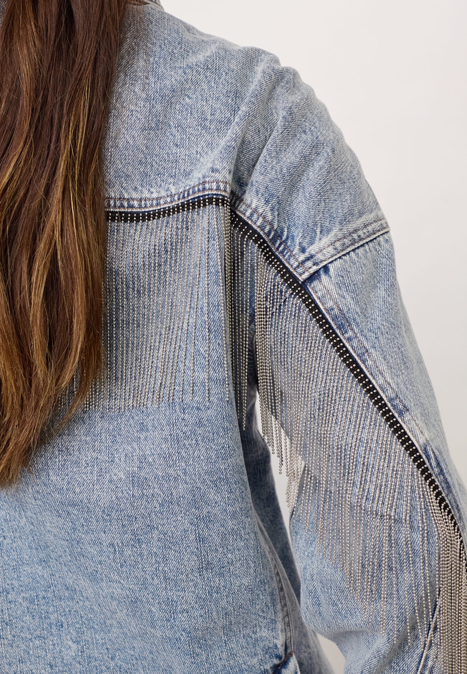 DENICE CC DENIM FRINGE JACKET