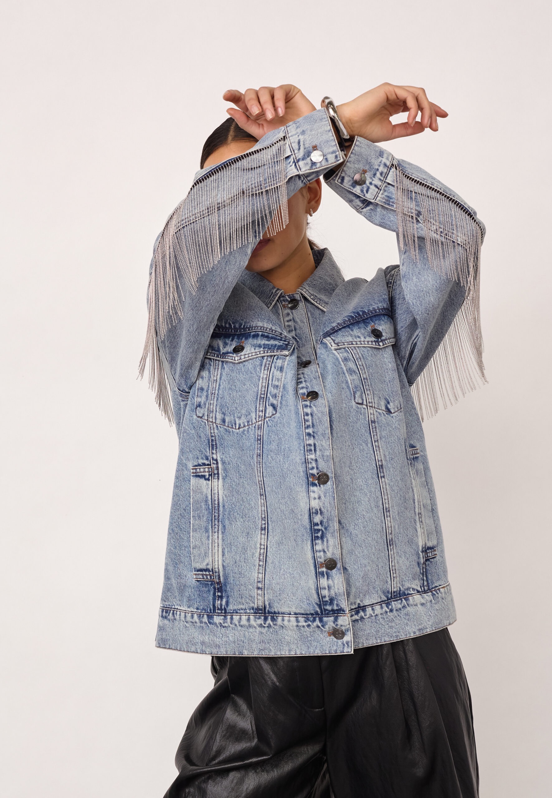 DENICE CC DENIM FRINGE JACKET