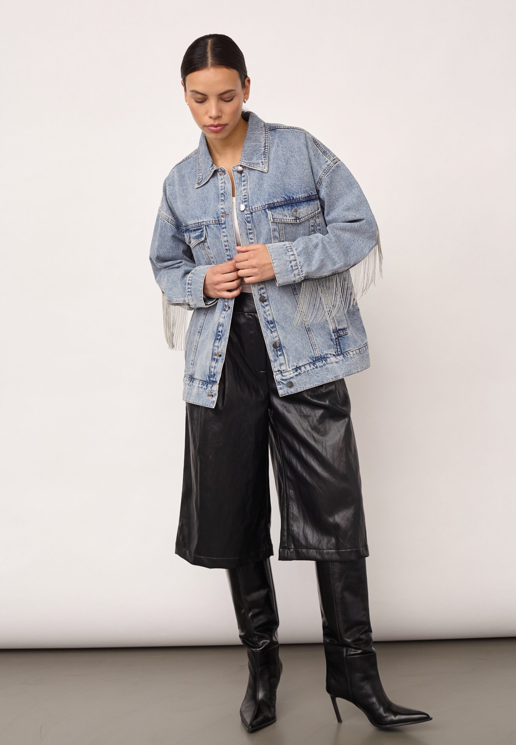 DENICE CC DENIM FRINGE JACKET