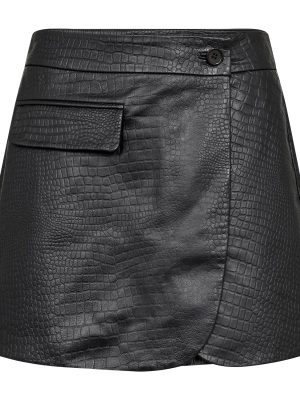CROCO CC LEATHER WRAP SKIRT