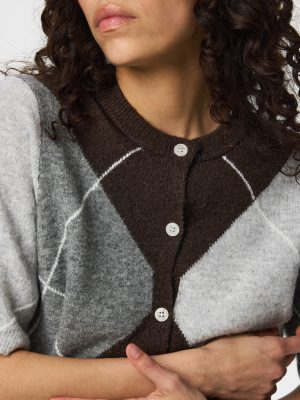 PCSALLY KNIT CHECK CARDIGAN