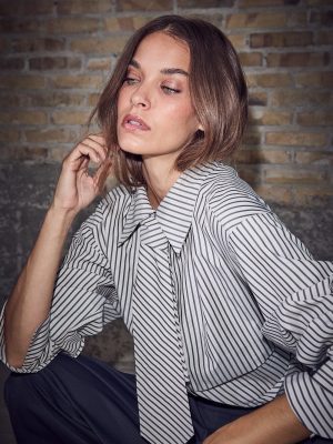 GEMMA TIE STRIPE SHIRT