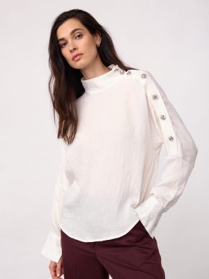 CAMELLOCC ASYM BUTTON BLOUSE