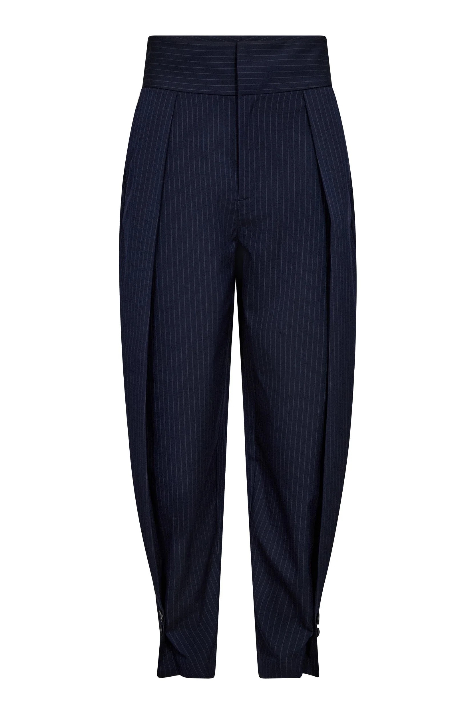 NAVY PIN PLEAT PANT