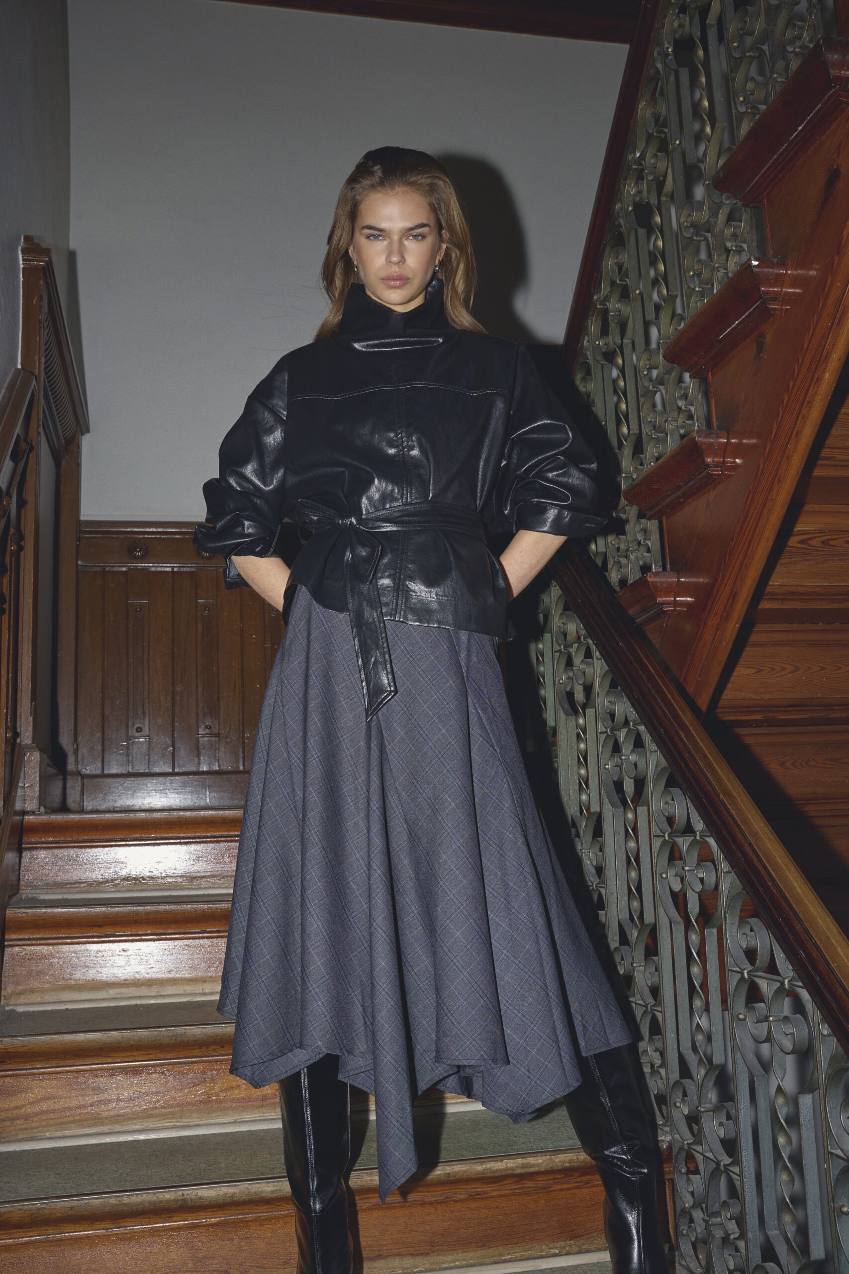 ELORACC CHECK ASYM SKIRT