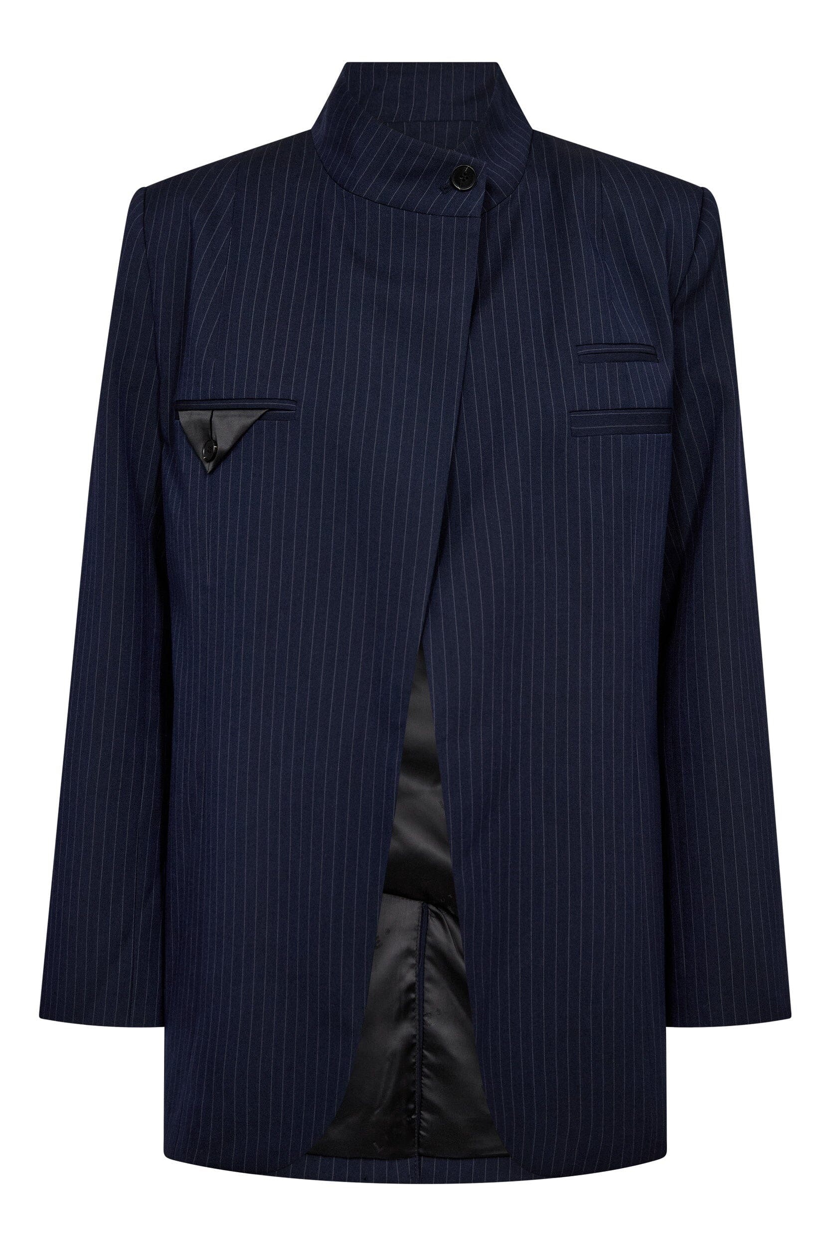 NAVY PIN OVERLAP BLAZER