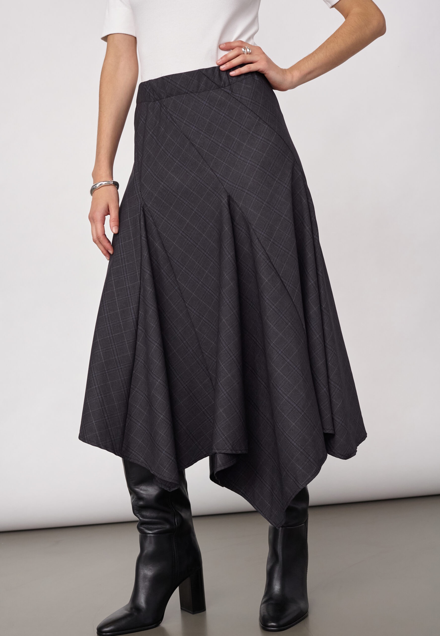 ELORACC CHECK ASYM SKIRT