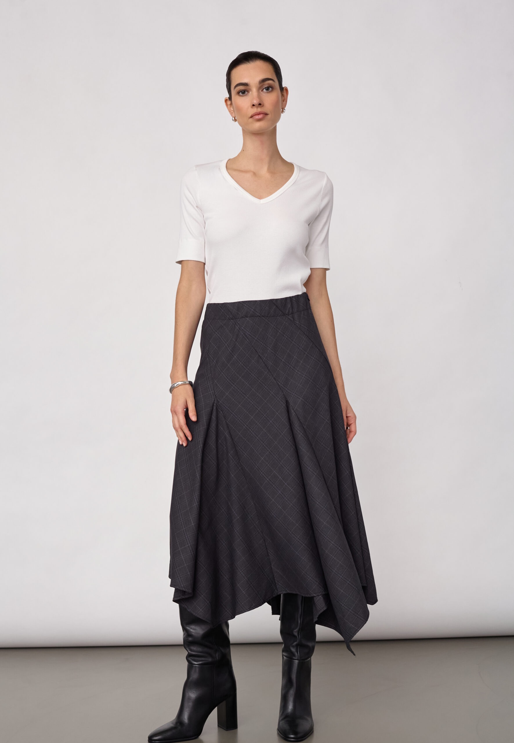 ELORACC CHECK ASYM SKIRT