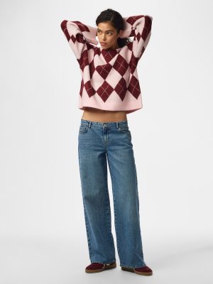 PCALVA LOOSE O-NECK CHECK KNIT