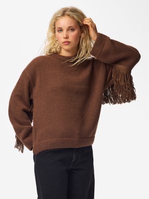 PCIVA LS O-NECK FRINGES KNIT BC
